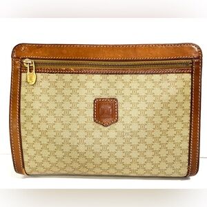 Celine Brown and Tan Zip Pouch - vintage
